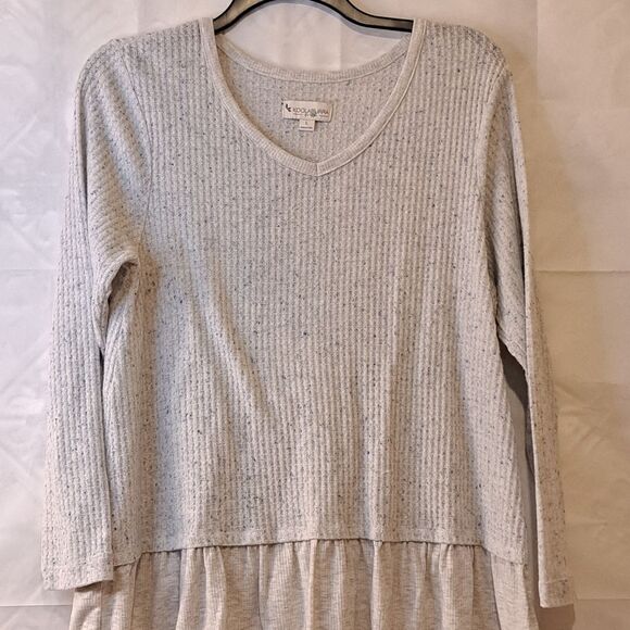 Koolaburra By Ugg Women's Grey Flecked Waffle Knit V-Sweater Top Causal Large - Picture 12 of 13